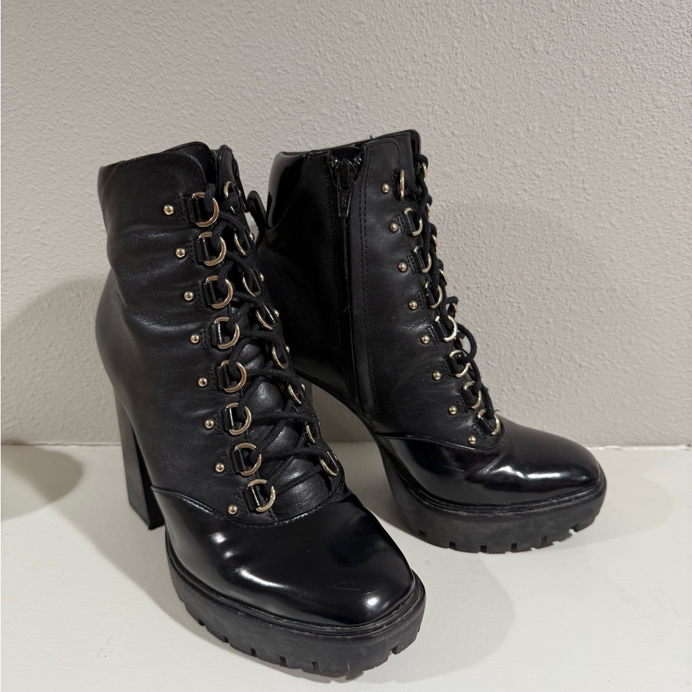 Gianni Bini Black Leather Ankle Boots